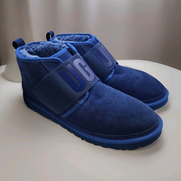 UGG Other - UGG Neumel Snapback Boot Blue Suede Sheepskin Mens 13 Rare Monochrome NWT